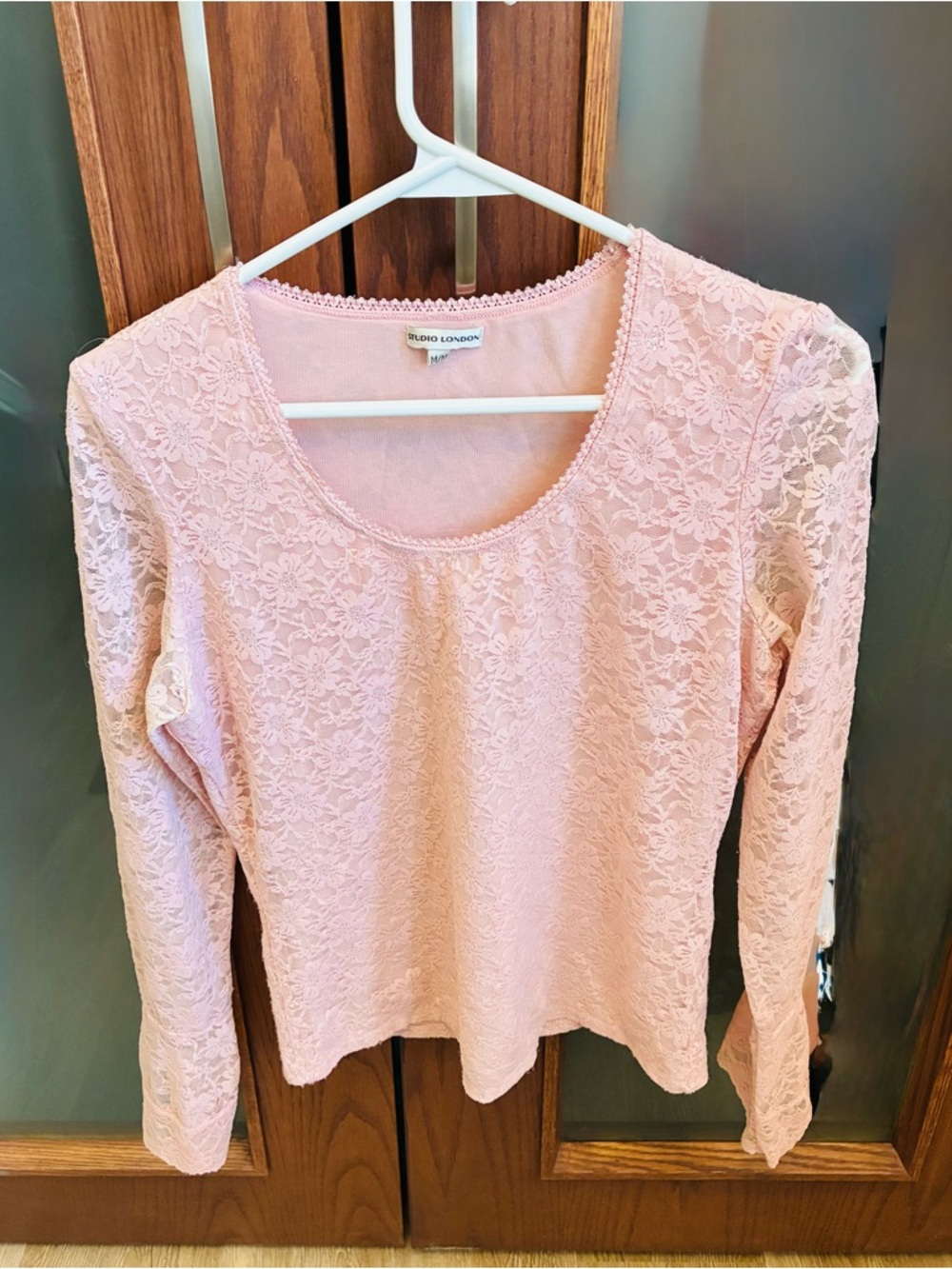 Soft Pink Lace Long-Sleeve Tee